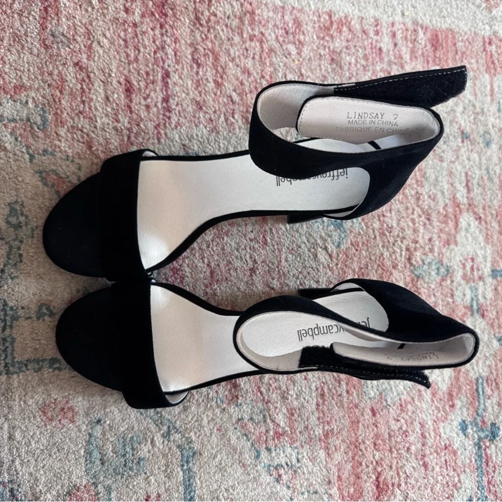 JEFFREY CAMPBELL Lindsay Faux Suede Block Heel Sandals Black Size 9